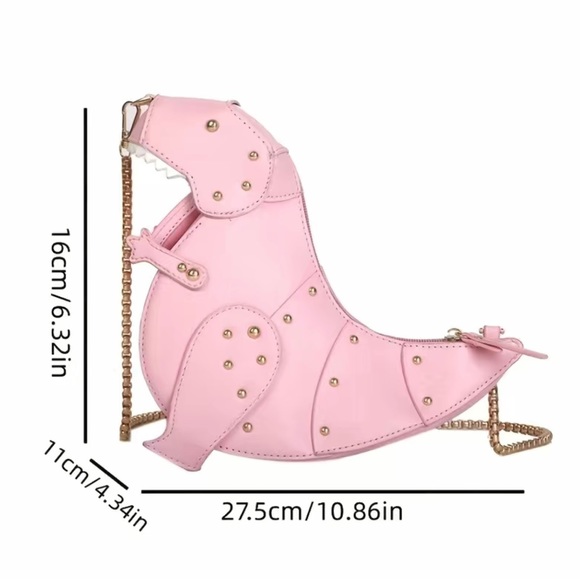 🔥CUTEST🔥Red T-Rex Dinosaur Crossbody Purse Bag with Gold Chain - Picture 3 of 3